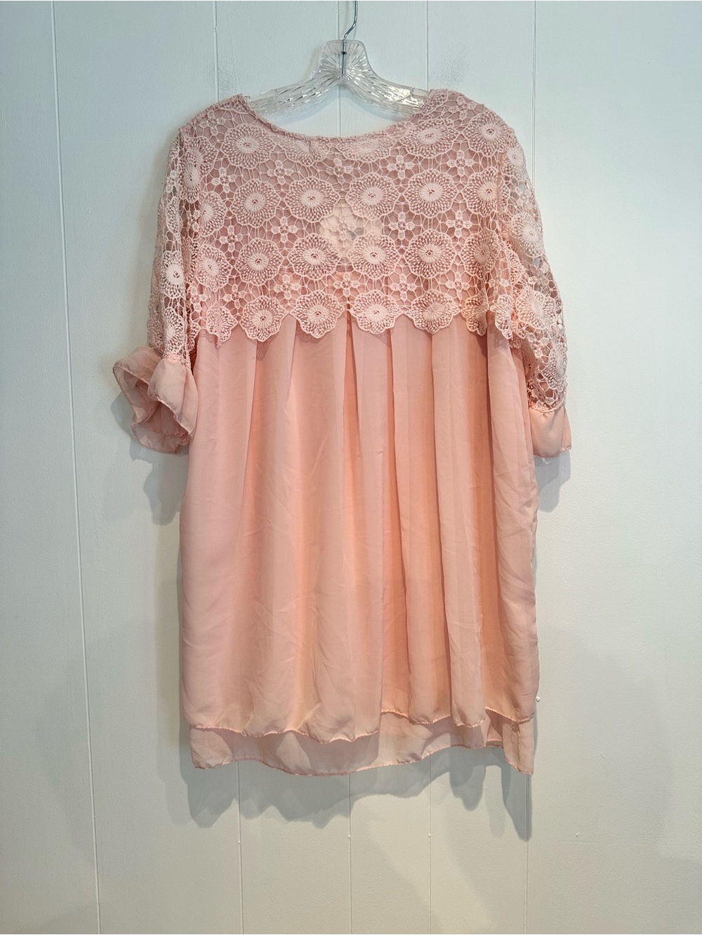 Simply Couture Blush Pink Lace Chiffon Tunic Top 3/4 Sleeve Plus Size 3XL NWT - Picture 10 of 11